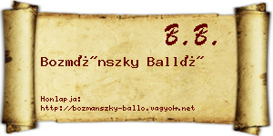 Bozmánszky Balló névjegykártya